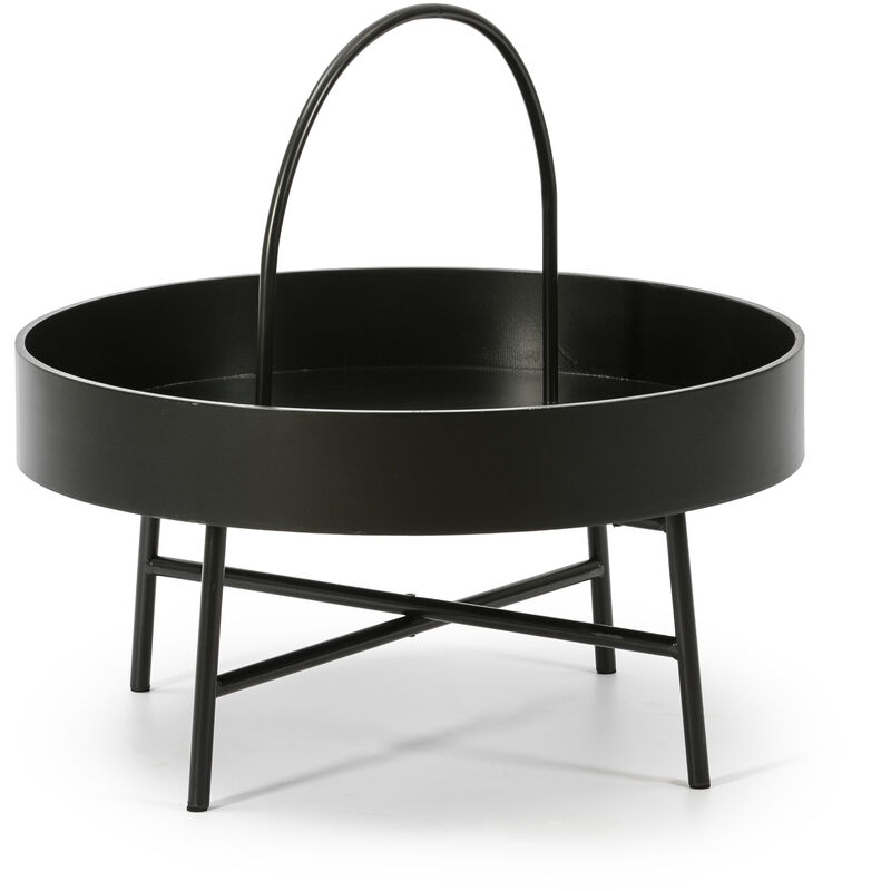 

Vs Venta-stock - Mesa De Centro Mesa Auxiliar Redonda Manila Con Tapa De Mdf Negro Y Estructura Metalica En Color Negro Mate / Diametro: 60 Cm