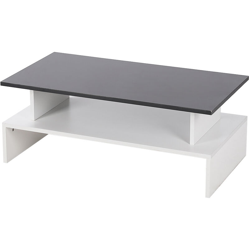 

Mesa de Centro Mesa auxiliares de salón con repisa para Sofá Salón Dormitorio 97x51x38cm （Blanco y Negro）