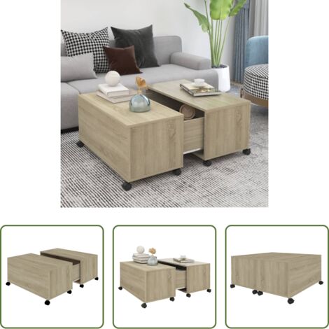 Mesa de centro -  Mesa de centro madera contrachapada roble Sonoma 75x75x38 cm