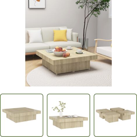 Mesa de centro -  Mesa de centro madera contrachapada roble Sonoma 90x90x28 cm