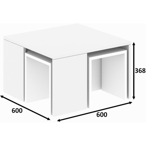 Mesa de centro, mesa de salón, mesa auxiliar. Set Blanco