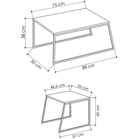 Mesa de centro, mesa de salón, mesa auxiliar. Set Blanco Negro