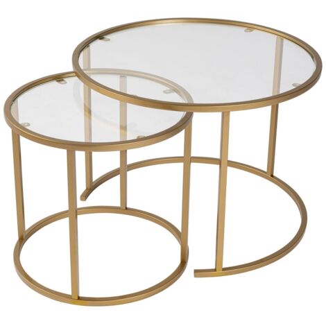 Mesa de centro, mesa de salón, mesa auxiliar. Set Gold