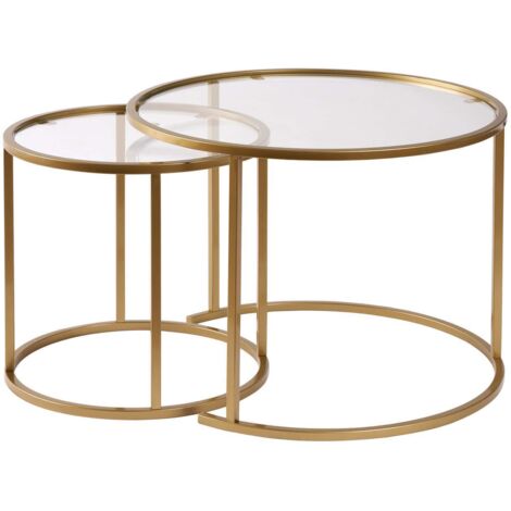 Mesa de centro, mesa de salón, mesa auxiliar. Set Gold Transparente