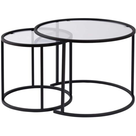 Mesa de centro, mesa de salón, mesa auxiliar. Set Negro Transparente