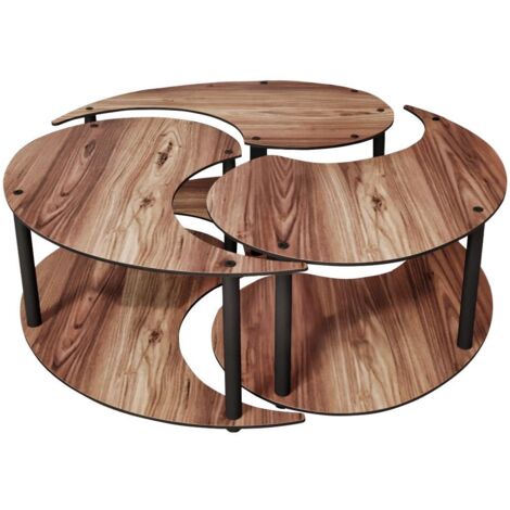 Mesa de centro, mesa de salón, mesa auxiliar. Set Nuez