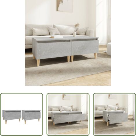 Mesa de centro -  Mesas auxiliares 2 uds contrachapada gris hormigón 50x46x35 cm