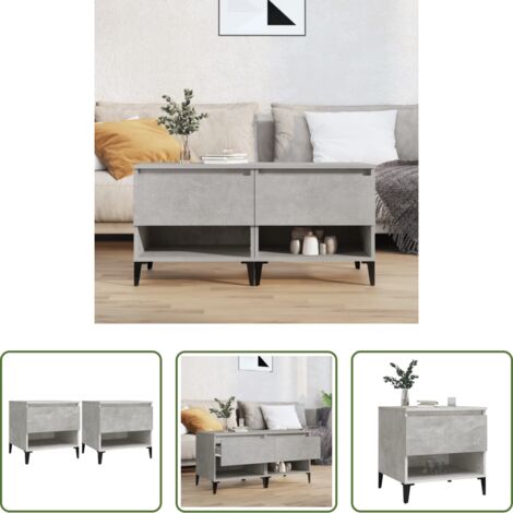 Mesa de centro -  Mesas auxiliares 2 uds contrachapada gris hormigón 50x46x50 cm