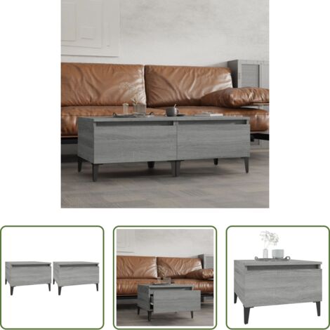 Mesa de centro -  Mesas auxiliares 2 uds contrachapada gris Sonoma 50x46x35 cm