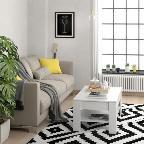 Mesa de centro Milan, Blanco, 92.2 x 65 cm, Vicco