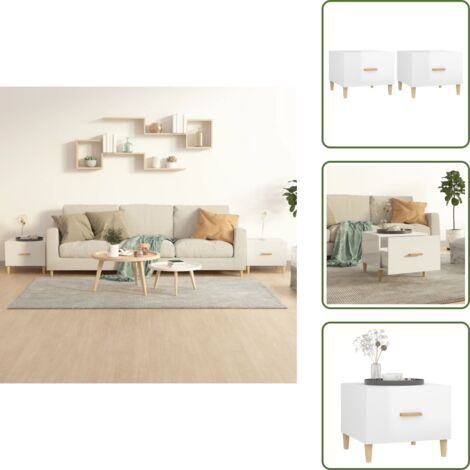 Mesa de centro minimalista - vidaXL Mesa de centro 2 uds madera ingeniería blanco brillo 50x50x40cm - Mesa de centro de eucalipto