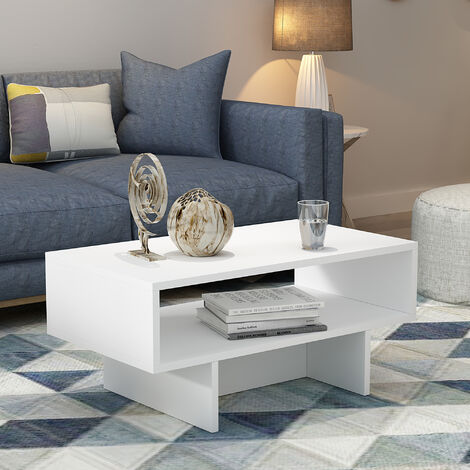 Mesa de centro Mjölby aglomerado 37 x 80 x 45 cm blanco [en.casa]
