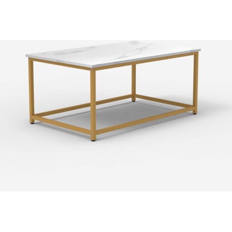 Mesa de centro moderna de 100x60x45 cm efecto mármol Corniola - Oro