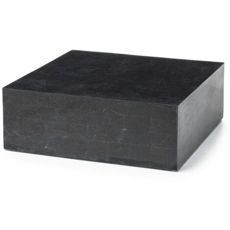 Mesa de centro moderna de piedra negra 80 x 80 x h 28 cm
