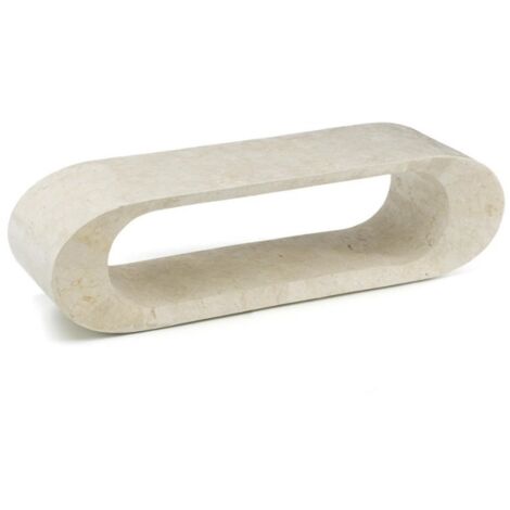 Mesa de centro moderna para TV de piedra beige 130 x 35 x 35 cm