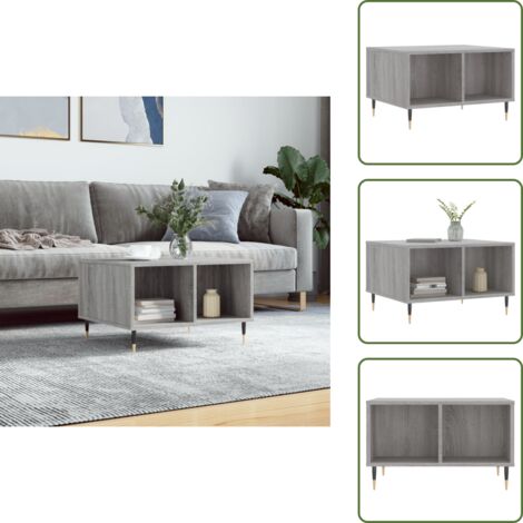 Mesa de centro moderna - vidaXL Mesa de centro madera contrachapada gris Sonoma 60x50x36,5 cm - Mesa de centro con patas de metal