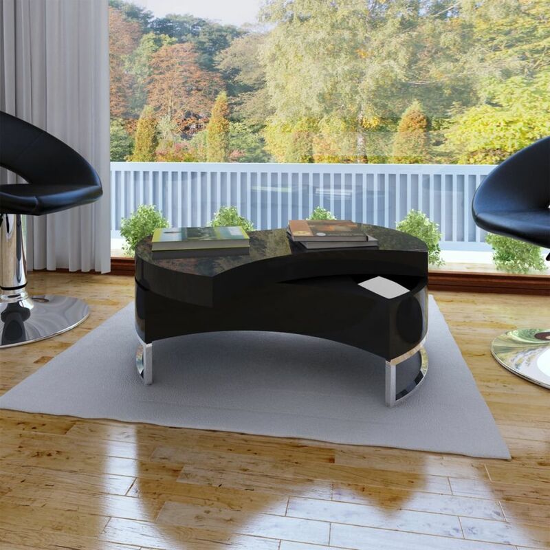 

Mesa de centro moderna y ajustable negra con brillo
