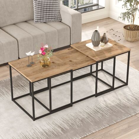 Mesa de centro modular de pino atlántico, juego de 3 piezas, diseño funcional para salón moderno.