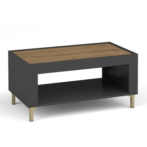 Mesa de centro Mormavu 107, Negro mate, 47x56x97cm, Diámetro: 0, Aglomerado laminado, Angular
