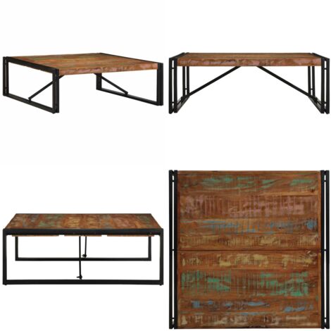 Mesa de centro multicolor 100x100x35 cm madera maciza reciclada - Madera reciclada - Mesa de centro cuadrada