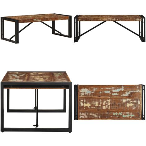 Mesa de centro multicolor 100x50x35 cm madera maciza reciclada - Madera reciclada - Mesa de centro multicolor