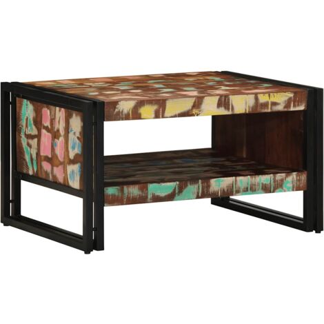 Mesa de centro multicolor 70x50x38 cm madera maciza reciclada vidaXL