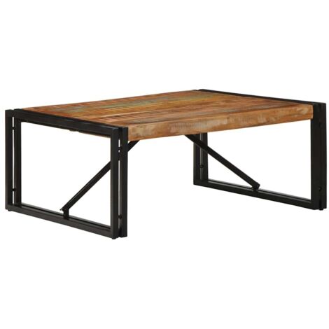 Mesa de centro multicolor 80x80x35 cm madera maciza reciclada