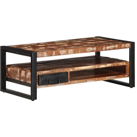 Mesa de centro multicolor 90x50x36 cm madera maciza reciclada vidaXL
