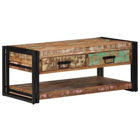 Mesa de centro multicolor 90x50x38 cm madera maciza reciclada vidaXL