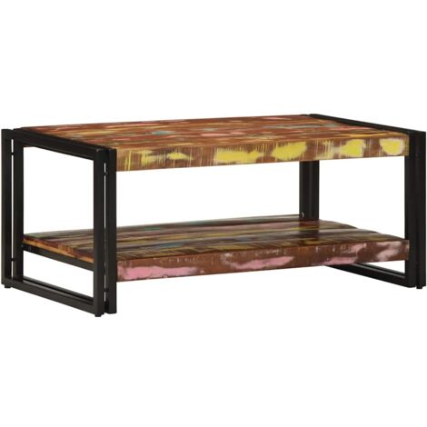 Mesa de centro multicolor 90x50x38 cm madera maciza reciclada vidaXL