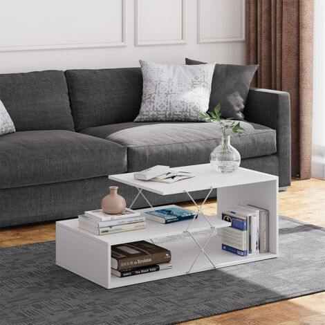 Mesa de centro Nario, Blanco, 100 x 50 cm, Vicco
