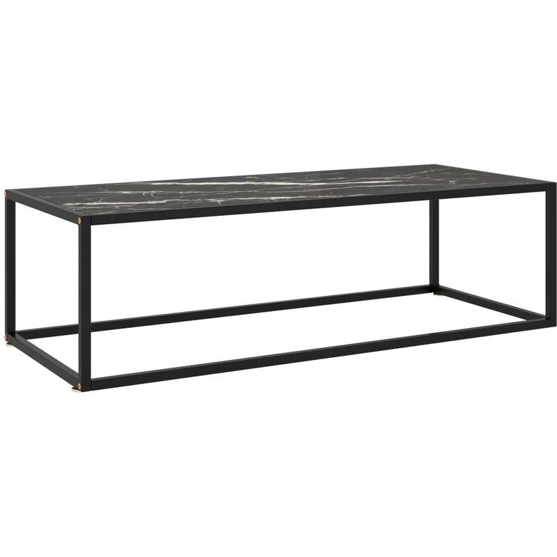 

Mesa de centro negra con vidrio de mármol negro 120x50x35 cm