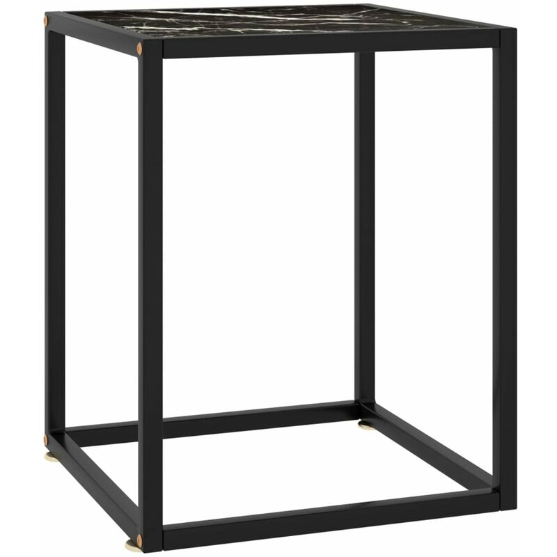 

Mesa de centro negra con vidrio de marmol negro 40x40x50 cm