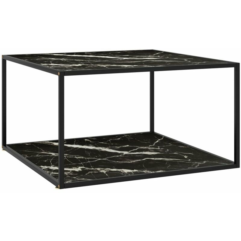 

Mesa de centro negra con vidrio de marmol negro 90x90x50 cm