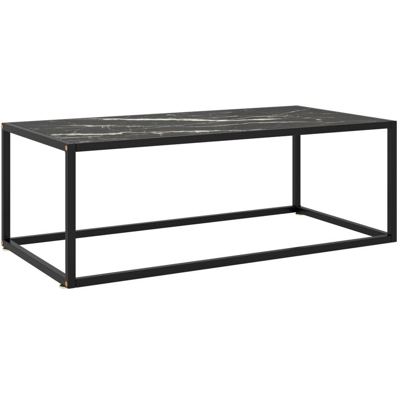 

Mesa de centro negra con vidrio de mármol negro 100x50x35 cm - Negro