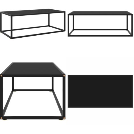 Mesa de centro negra con vidrio negro 100x50x35 cm - Mesa de salón - Mesa de centro negra