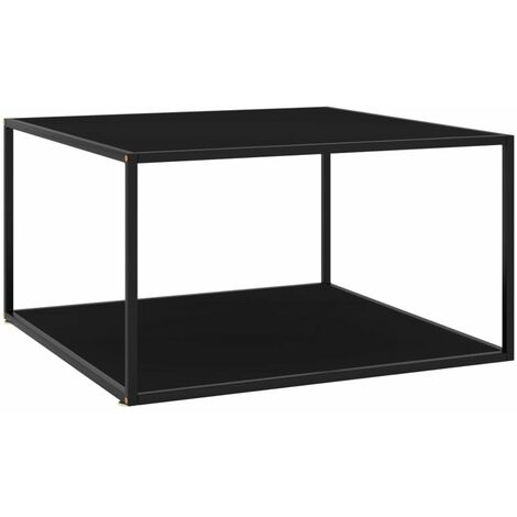 Mesa de centro negra con vidrio negro 90x90x50 cm