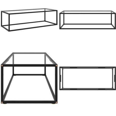 Mesa de centro negra con vidrio templado 120x60x35 cm - Mesa de salón - Mesa de centro negra