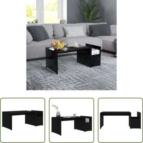 Mesa de centro negra -  Mesa de centro madera contrachapada negro 90x45x35 cm