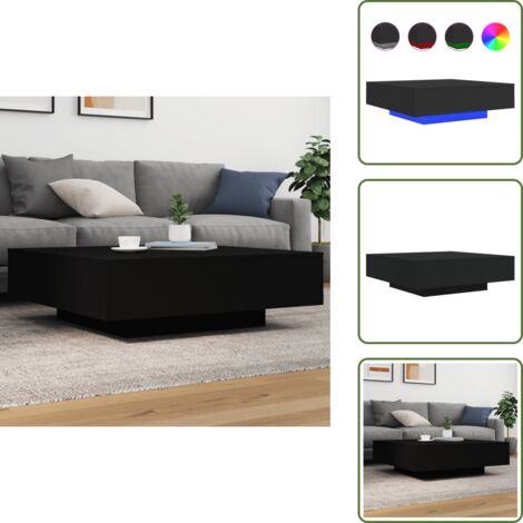 Mesa de centro negra - vidaXL Mesa de centro con luces LED negro 100x100x31 cm - Mesa de centro con luz