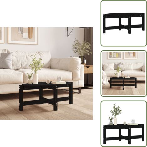 Mesa de centro negra - vidaXL Mesa de centro de madera maciza de pino negro 87x48x35 cm -