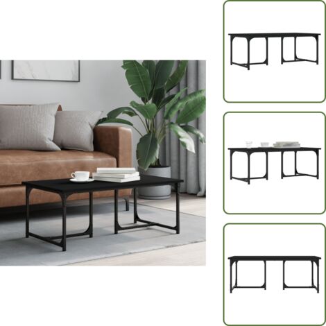Mesa de centro negra - vidaXL Mesa de centro madera contrachapada negro 90x50x35 cm - Mesa de centro elegante