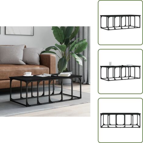 Mesa de centro negra - vidaXL Mesa de centro madera de ingeniería negra 100x50x35,5 cm - Mesa de centro moderna
