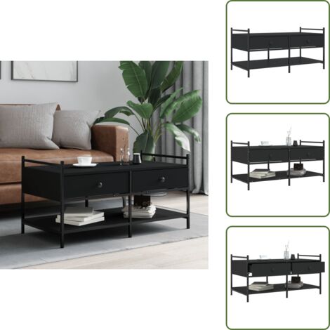 Mesa de centro negra - vidaXL Mesa de centro madera de ingeniería negro 99x50x50 cm - Mesa de centro con patas ajustables