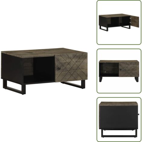 Mesa de centro negra - vidaXL Mesa de centro madera maciza de mango negra 80x50x40 cm - Mesa de centro con almacenamiento
