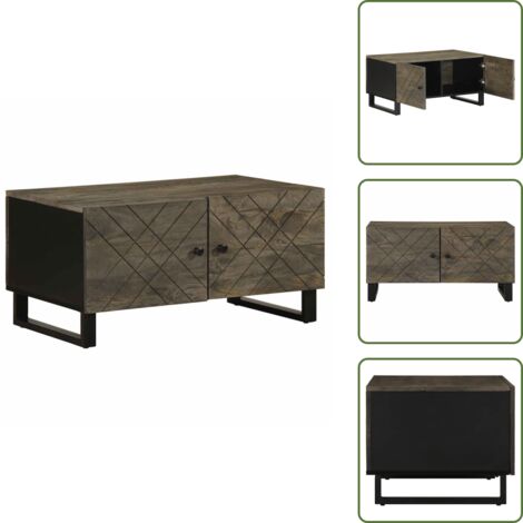 Mesa de centro negra - vidaXL Mesa de centro madera maciza de mango negra 80x50x40 cm - Mesa de centro con almacenamiento