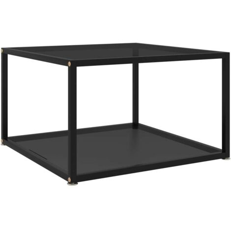 Mesa de centro negra vidrio templado 60x60x35 cm