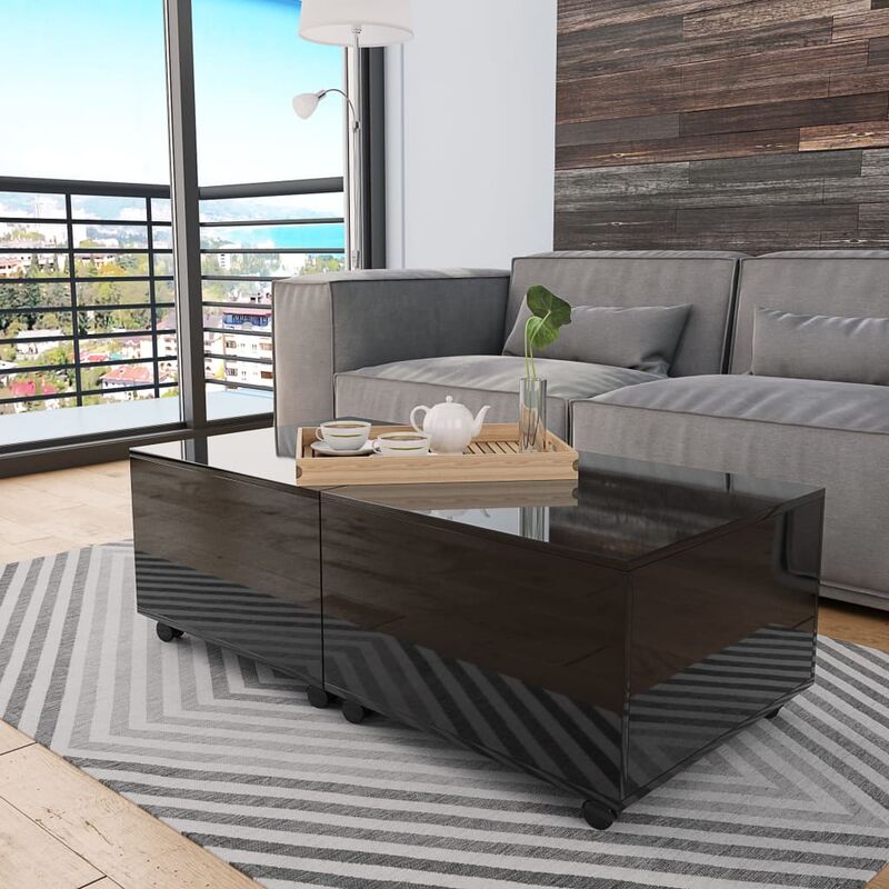 

Mesa de centro negro brillante 120x60x35 cm