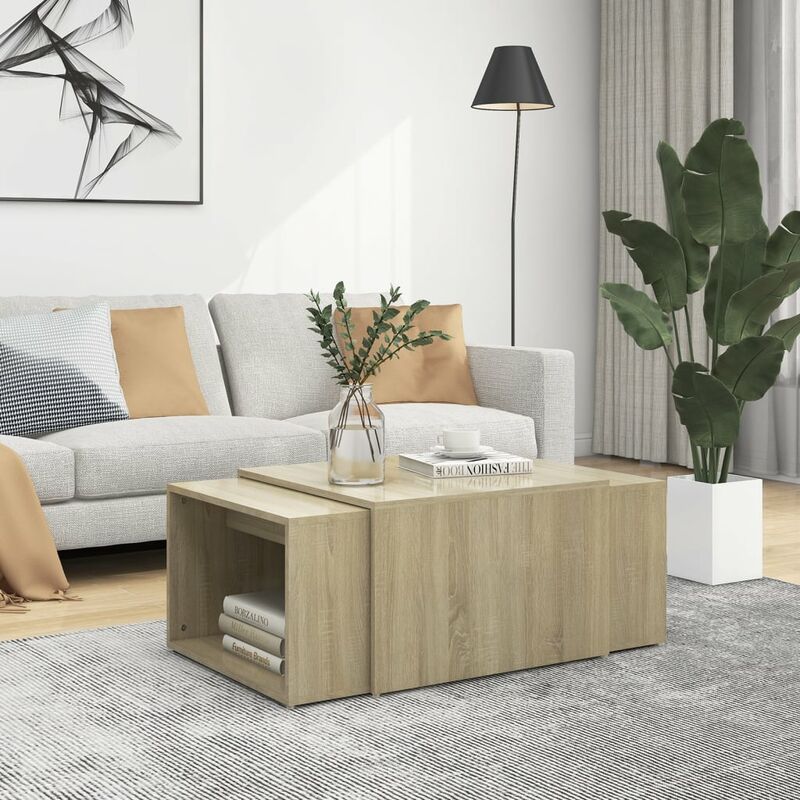 

Mesa de centro nido 3 pzas aglomerado roble Sonoma 60x60x30cm
