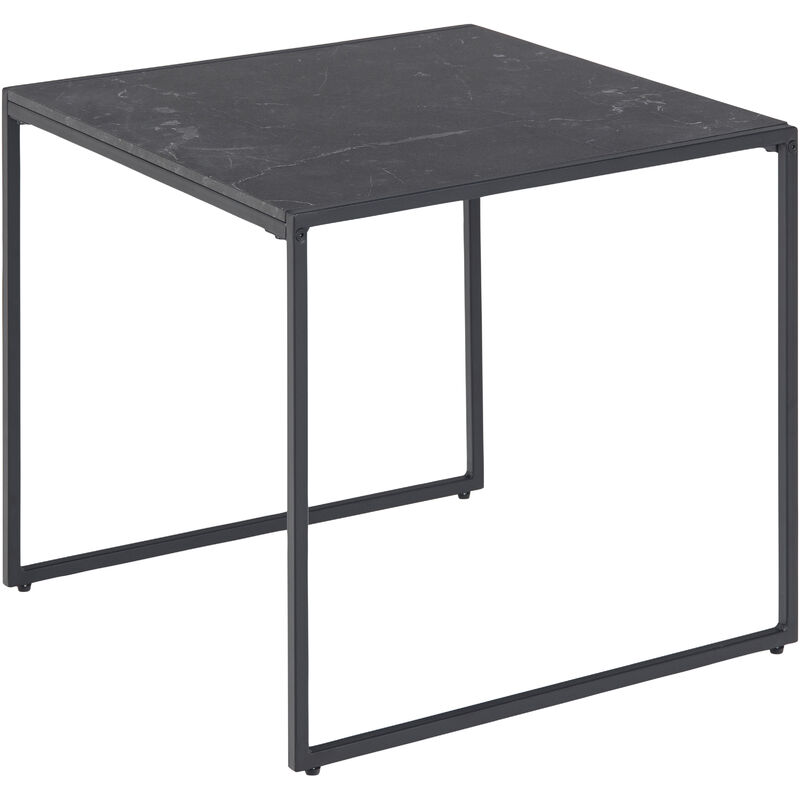 

Mesa de centro o auxiliar met�lica cuadrada color negro. Mesita con tablero melamina imitaci�n marmol, AT100, para sal�n, comedor , sof� o mesita de